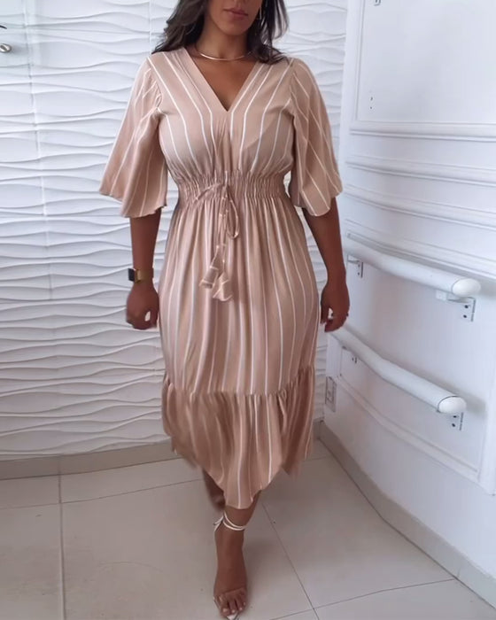 Casual jurk met trekkoord en strepenprint