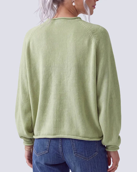 Pullover Ronde Hals Vis Print Drop Schouder
