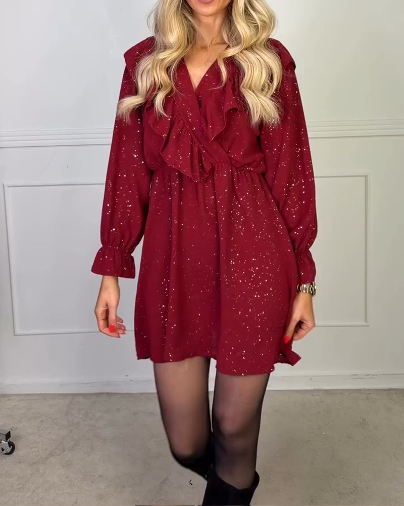 Stijlvolle Jurk Met V-Hals In Effen Kleur