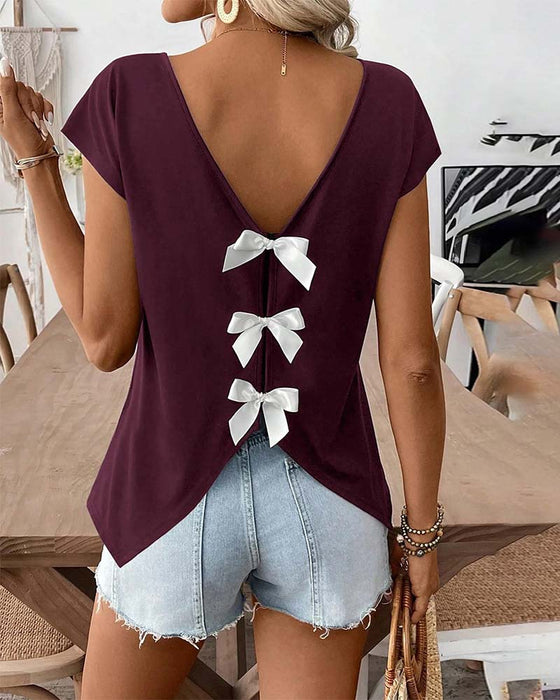T-Shirt V-Hals Rug Strik