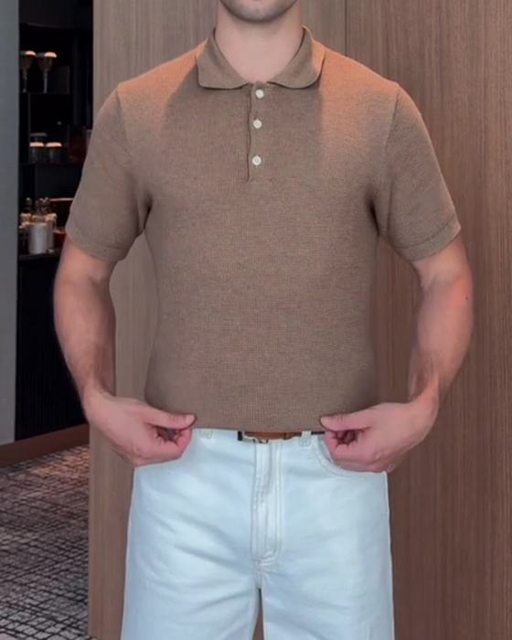 Heren T-Shirt Met Losse Pasvorm En Casual Polo-Kraag