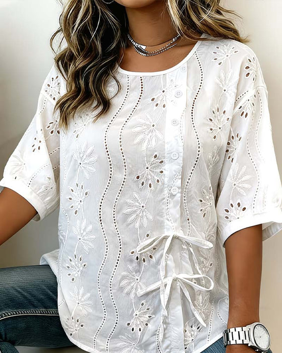 Blouse Zij Stropdas Uitsparing