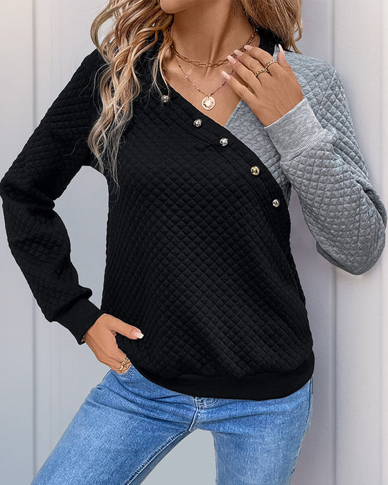 Sweatshirt casual kleurgeblokt lange mouwen