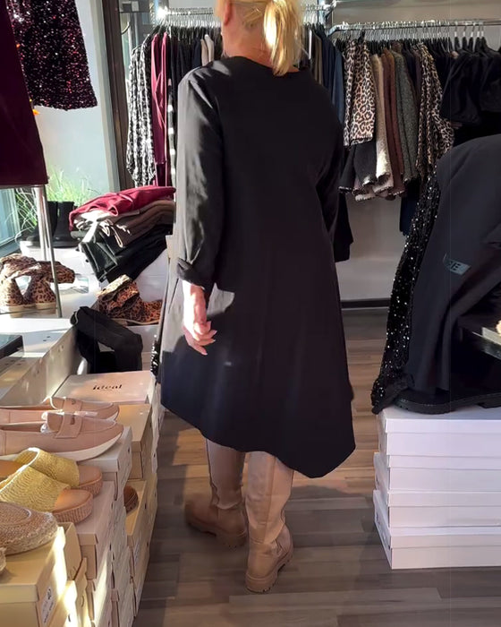 Jurk Glitter Panel Ronde Hals