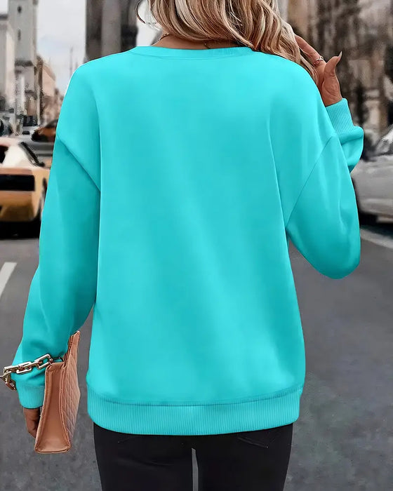 Sweatshirt Casual Lange Mouwen Bedrukt Ronde Hals