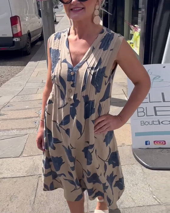 Jurk V-Hals Mouwloos Gedrukt