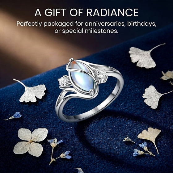 Ovale maansteen geometrische ring