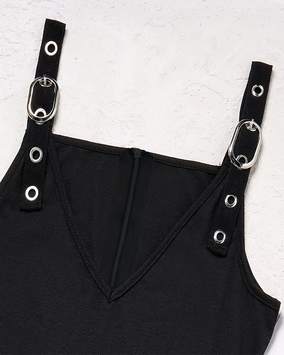 Jurk Zwart Studded Mouwloos
