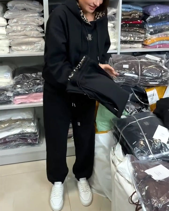 Tweedelig Setje In Luiaardprint Met Capuchon