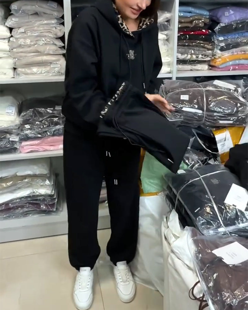 Tweedelig Setje In Luiaardprint Met Capuchon