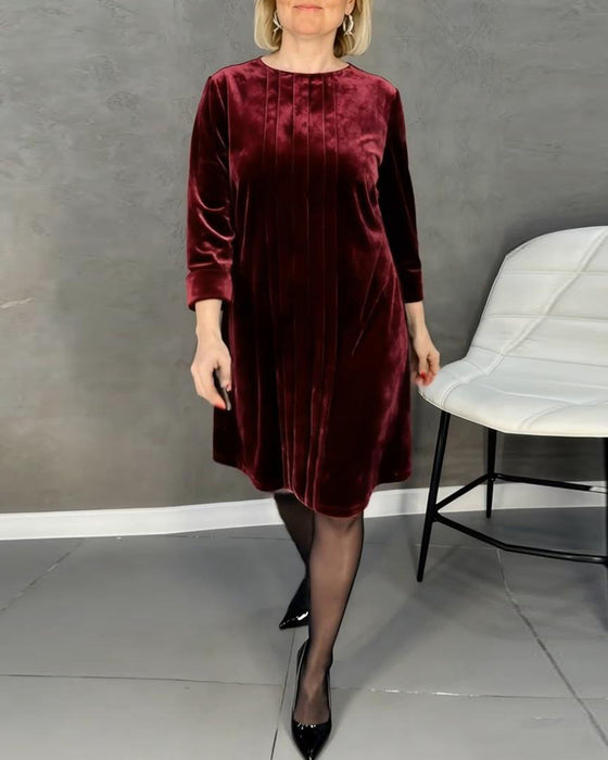 Jurk Ronde Hals Geplisseerd