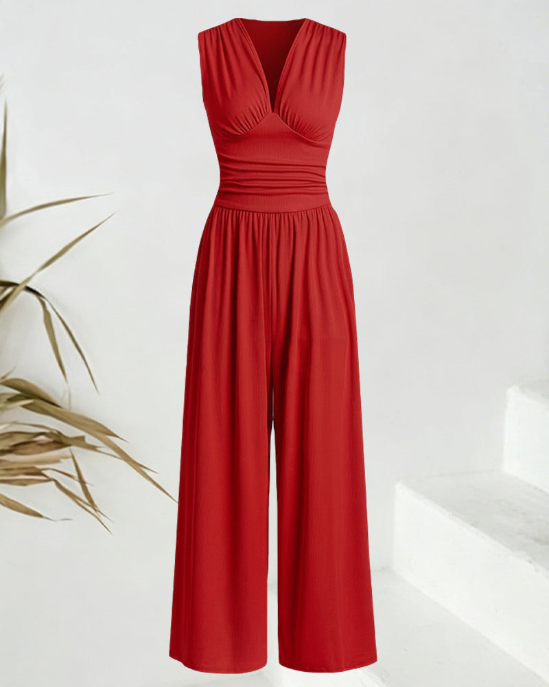 Jumpsuit Effen Geribbeld Mouwloos