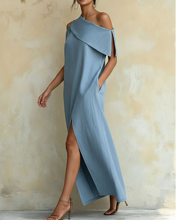 Jurk Off-Schouder Split Lang
