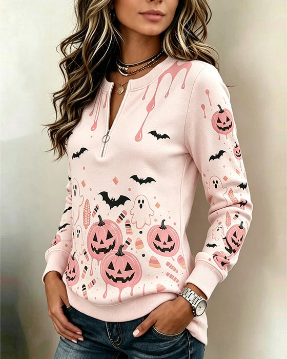 Hoodie Rits Lange Mouw Halloween Pompoen