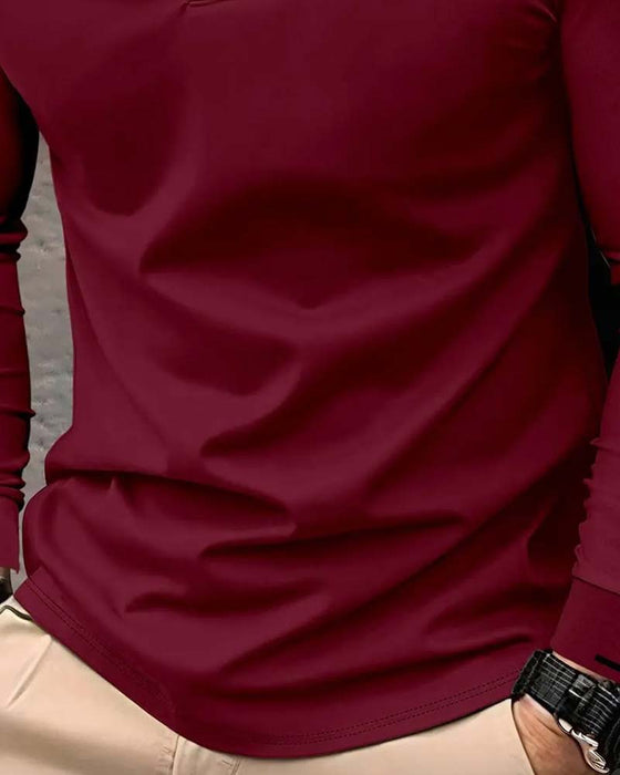 T-Shirt V-Hals Geribbeld Effen Kleur Heren