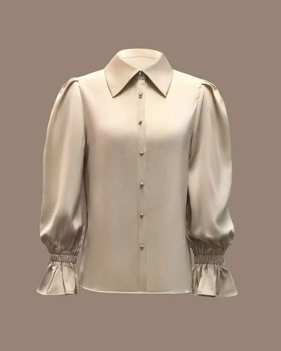Blouse Elegant Satijn Met Uitlopende Mouwen