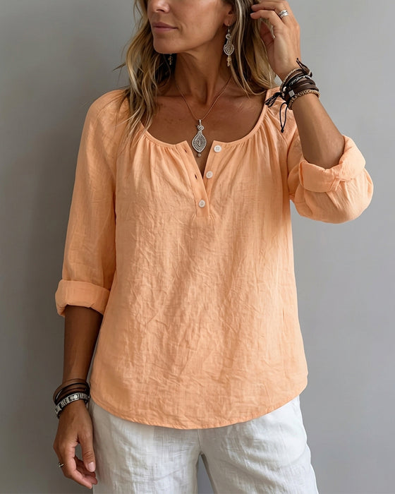 Blouse Effen Halfknoop