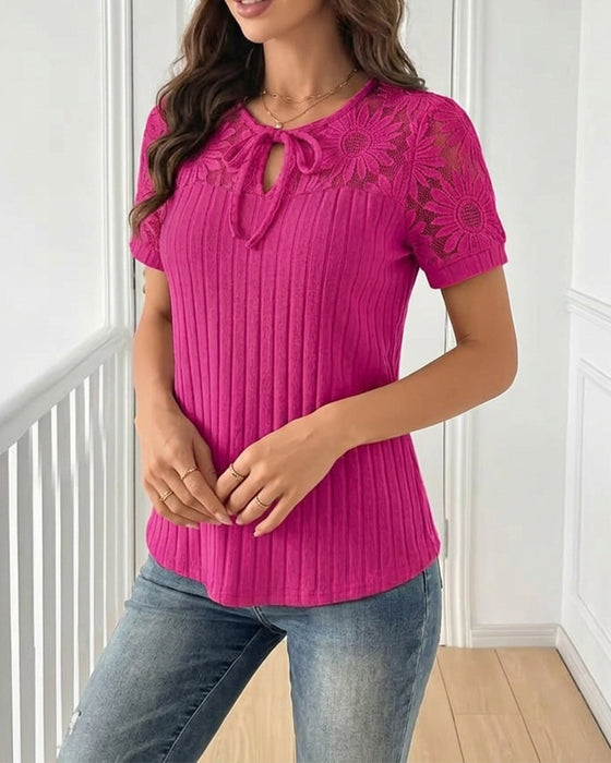 T-Shirt Geribbeld Kant Samengevoegd Vastbinden