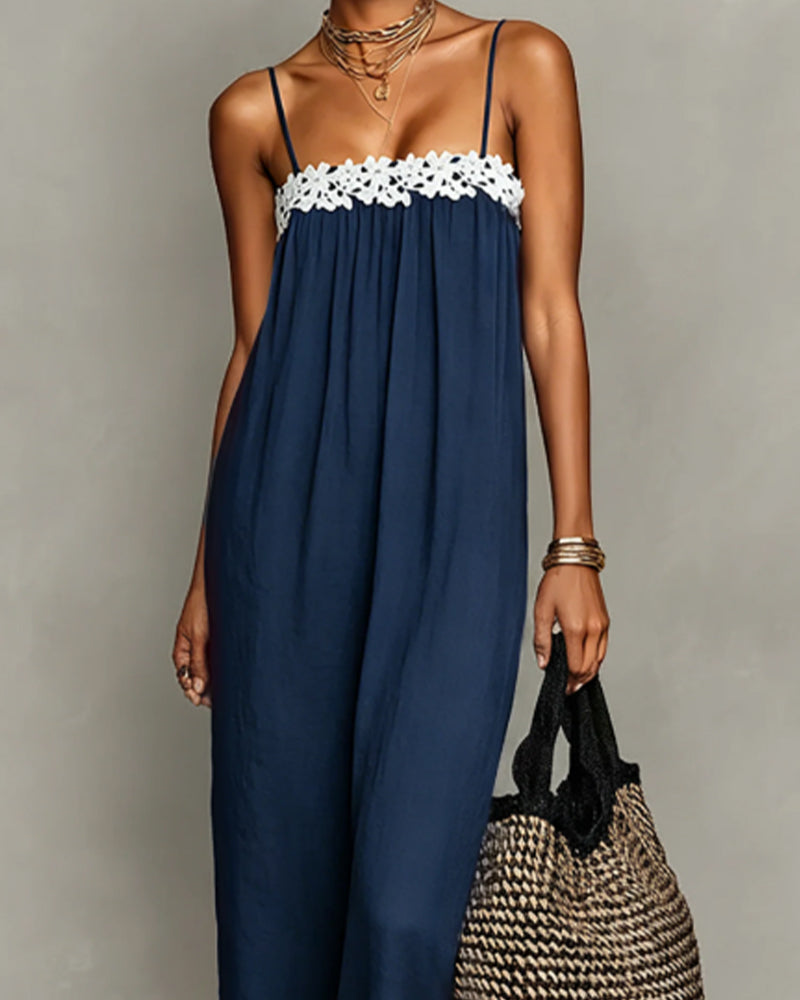 Jurk Contrastkleur Recht Maxi