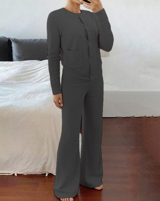 Set Casual Effen Kleur Tweedelig