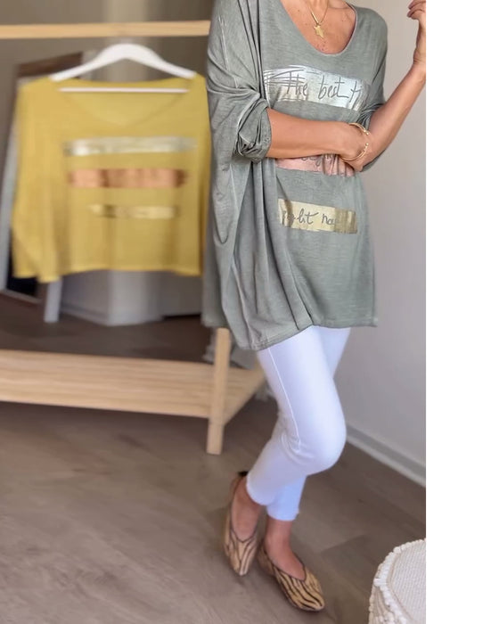 Top met ronde hals en lange mouwen