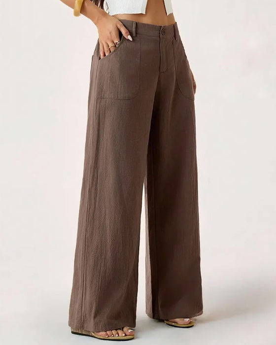 Broek Elastische Taille Zak Casual Wijd Pijp