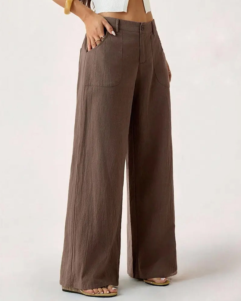 Broek Elastische Taille Zak Casual Wijd Pijp