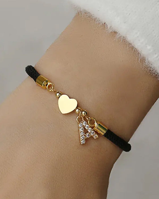 Initieel Hart Charm Link Modieus Armband