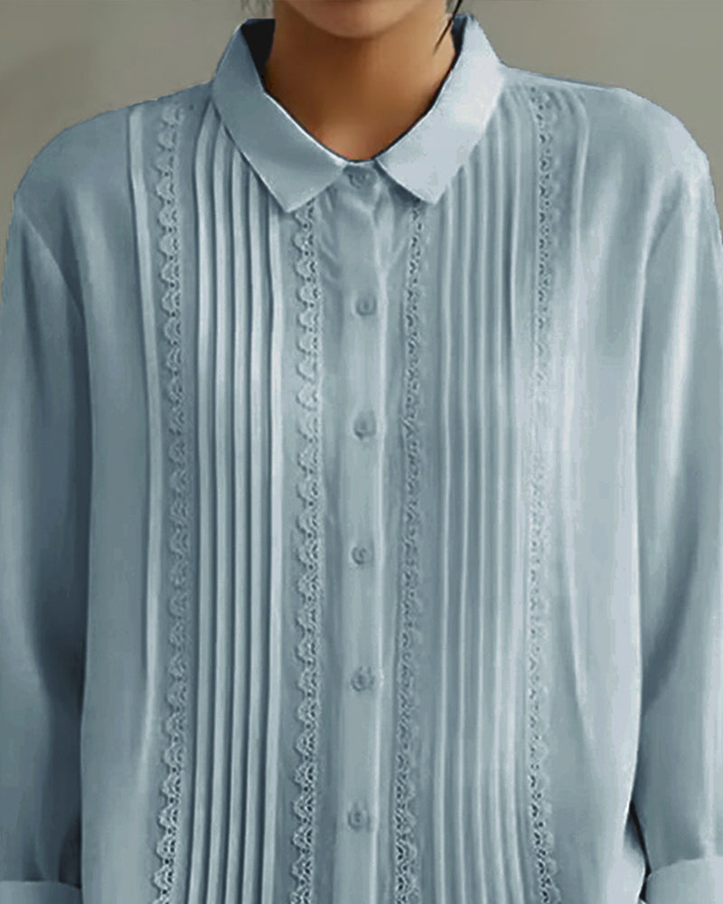 Shirt Poppenkraag Effen Kleur Langmouw