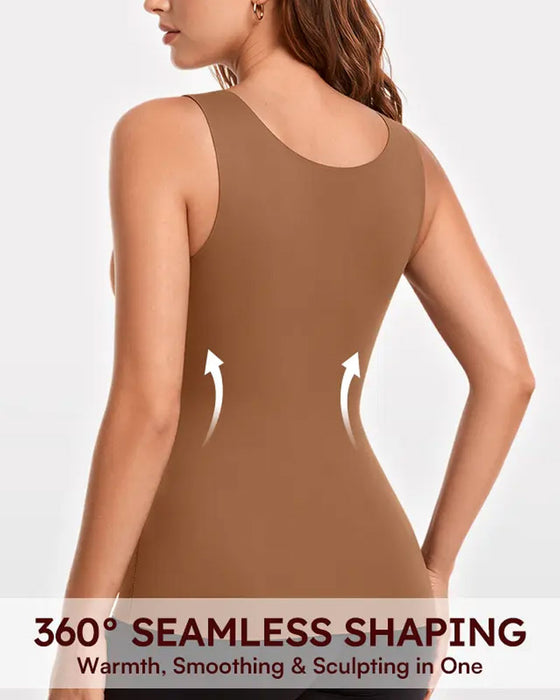 Top Dames 3-In-1 Licht Nauwsluitend Zacht Thermisch Shapewear Ingebouwde Bh