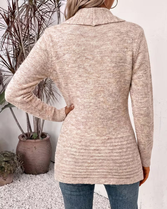 Cardigan Effen Kleur Knoop Versierd