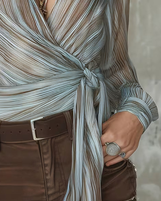 Blouse Slag Streep Twist Knoop