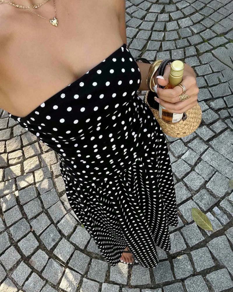 Jurk Stipjes Bandeau A-Lijn Lang