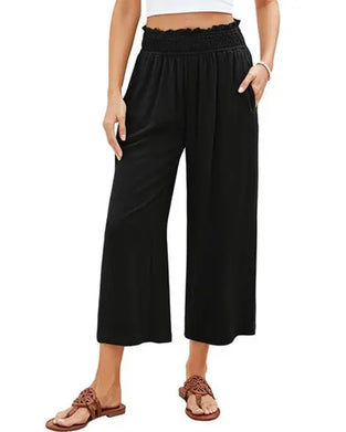 Broek Ruffle Hoge Taille Wijde Pijp Geknipt