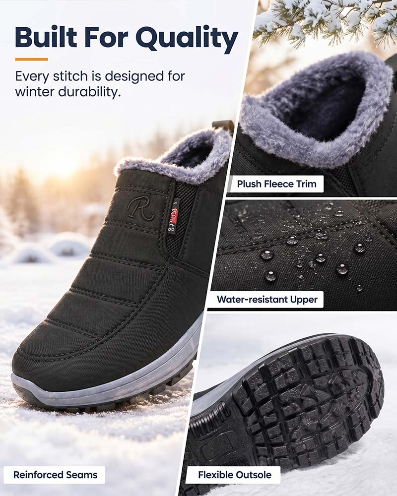Winterse Dikgevoerde Sneeuwlaarzen, Slip-On Warme Casual Schoenen Voor Dames En Heren