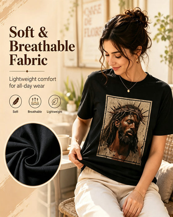 T-Shirt Heren Vintage Zwart Druk