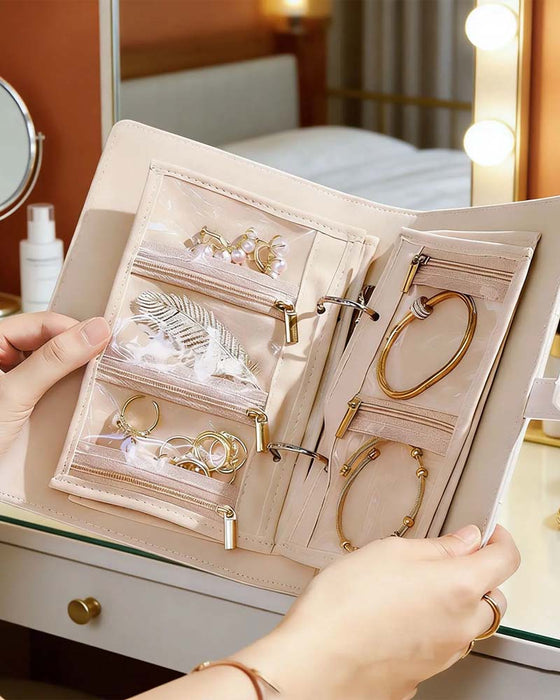 Luxe Gequiltde Crème Reisorganizer Makkelijke Toegang Vakken Waterdicht Cadeau Voor Haar