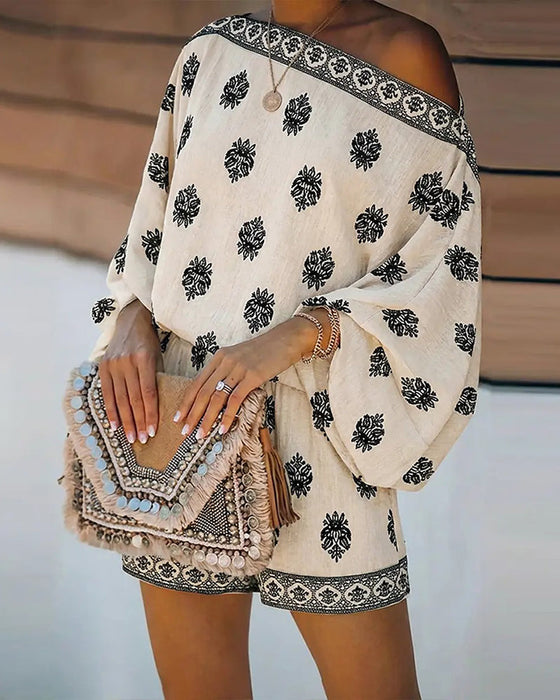 Set Dames 2 Delen Outfit Boho Top En Shorts