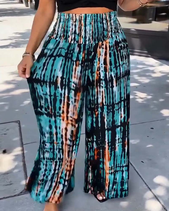 Broek Tie-Dye Print Hoge Taille Wijde Pijp Lang