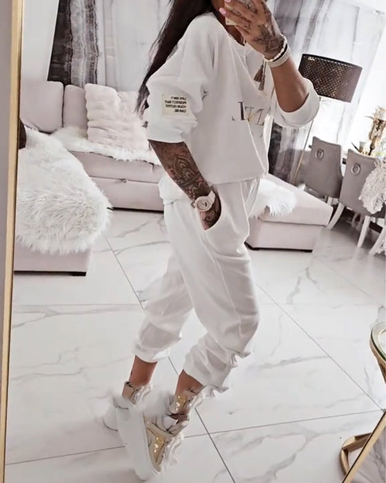 Set Sportief Casual Gedrukt Tweedelig