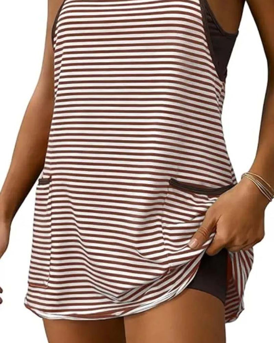 Jumpsuits Gestreept Mouwloos Cami Casual