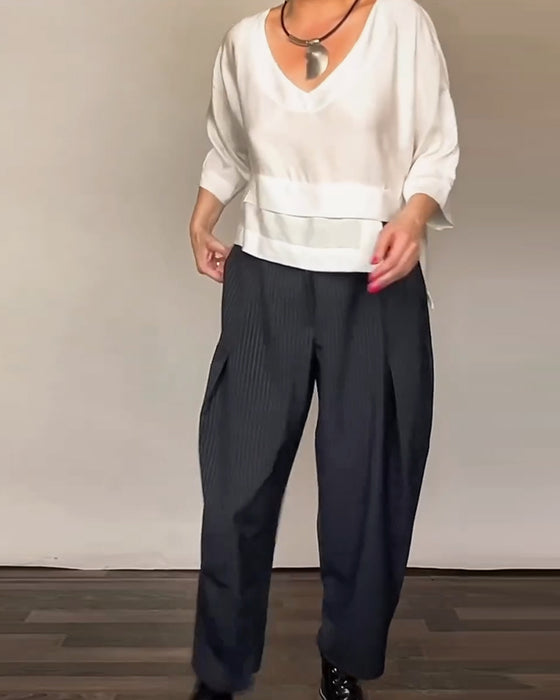 Vrije Tijd Broeken Met Retro Strepen