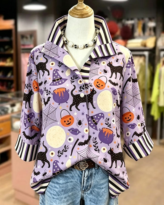 Blouse Reverse Knoop Streep Halloween
