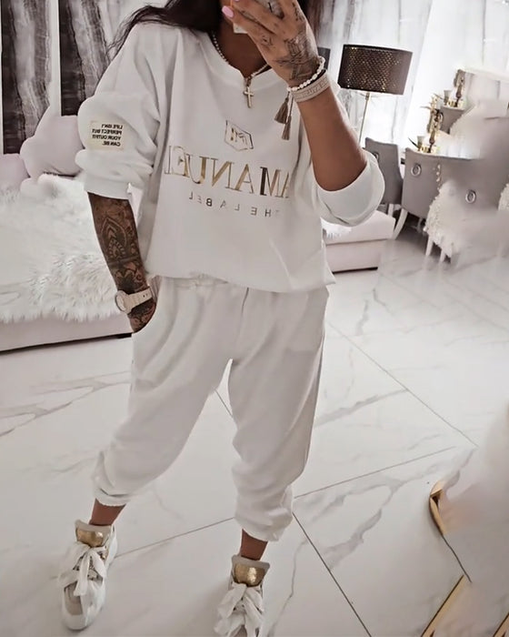 Set Sportief Casual Gedrukt Tweedelig