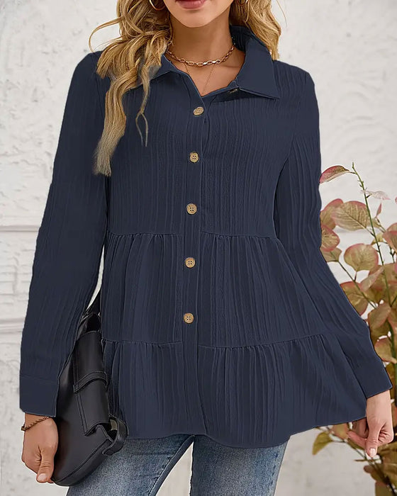 Elegante Blouse Met Reverskraag En Getailleerde Pasvorm