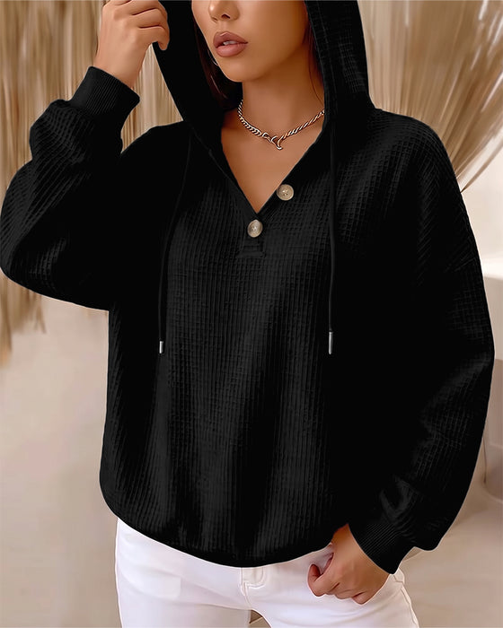Sweatshirt Casual Effen Kleur Trekkoord