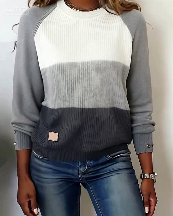 Top Stijlvol Ronde Hals Contrastkleur