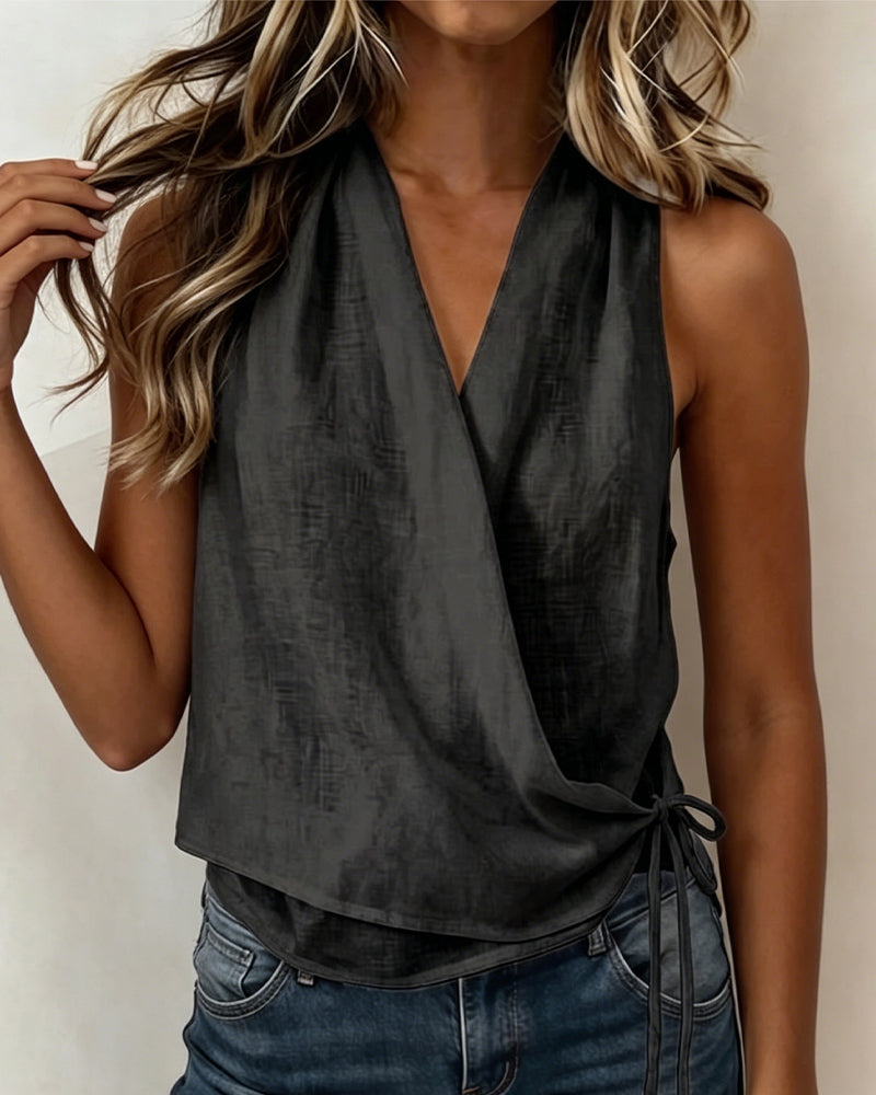Blouse Effen Mouwloos Halternek