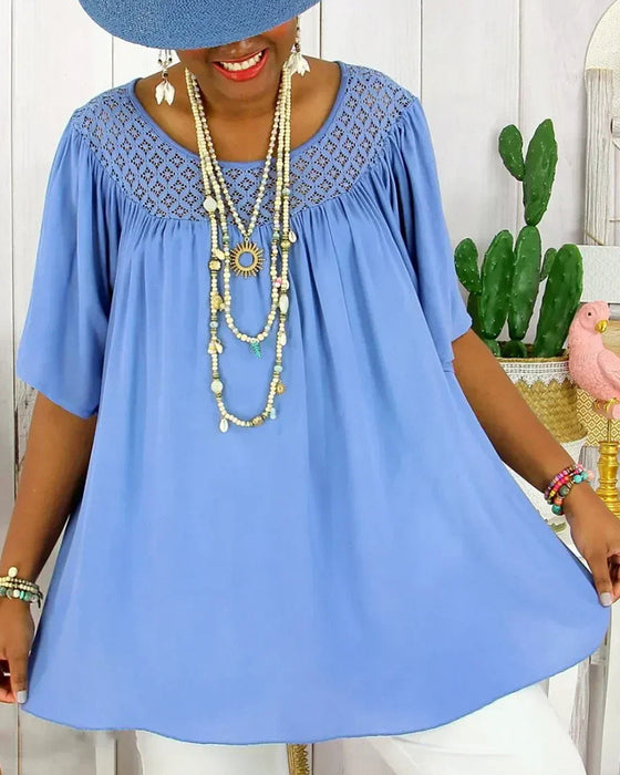 Blouse Effen Kleur Losse Pasvorm