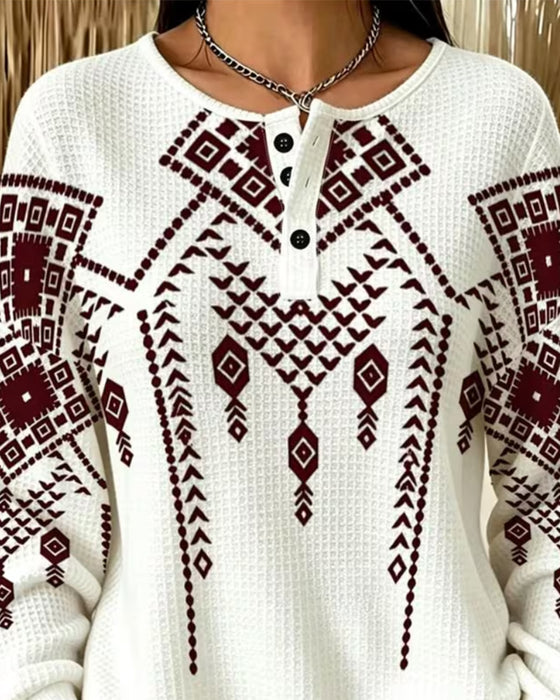Sweatshirt Bohemien Print Casual